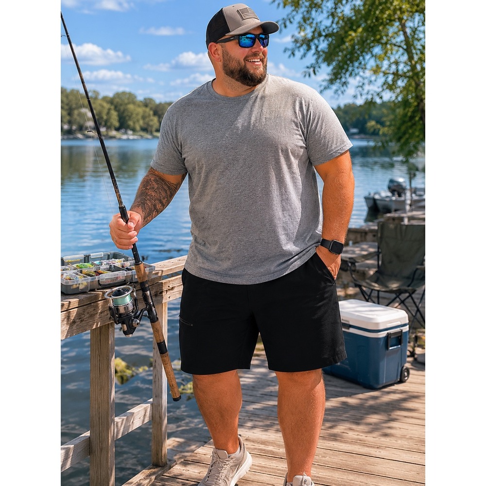 Magellan Outdoors Fish Gear Mens 3XL Black Water Repellent Fishing Shorts‎